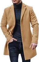Gafeng 男式风衣修身缺口翻领单排扣上衣冬季保暖棉质商务长款夹克外套