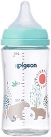Pigeon 贝亲 婴儿奶瓶 小熊图案 240ml 3个月~耐热玻璃 浅蓝色