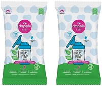 Dapple Baby 吸奶器清洁湿巾,无香料,25 片(2 件装) - 旅行吸奶器清洁湿巾美国制造
