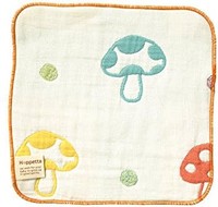 Hoppetta 蘑菇图案 蓬松纱布(6层纱布) 手帕