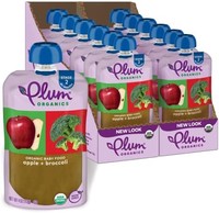 Plum Organics 阶段2婴儿辅食 苹果和西兰花口味，4 盎司(113克)/袋 *12袋