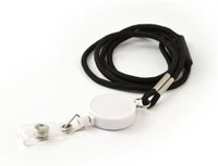 KEY-BAK 可伸缩徽章 5 件装可伸缩徽章夹带 40.64 厘米黑色挂绳,91.44 厘米绳,白色卷轴