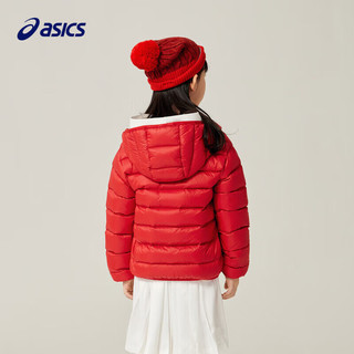 ASICS 亚瑟士 童装新款冬季男童女童中大童轻薄不肿羽绒服连帽保暖外套 2390红色 120cm