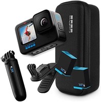 GoPro HERO10 黑色配件套装 - 包括 HERO10 相机、短(迷你延长杆 + 握把)、可充电电池(共 2 个)和相机盒