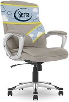 Serta 舒达 行政办公椅人体工程学电脑软垫分层身体枕,波状腰间区域,黑色底座,织物,灰色/银色