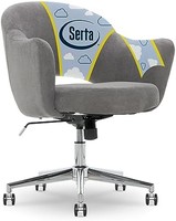 Serta 舒达 Valetta 办公家庭桌椅,带*泡沫垫,中世纪现代风格,镀铬不锈钢底座,灰色