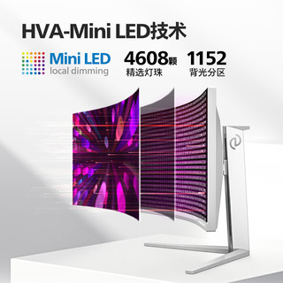 PHILIPS 飞利浦 34M2C7600MV 34英寸准4K显示器MiniLED曲面电竞带鱼屏165Hz