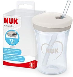 NUK 行动杯幼儿杯 12 个月以上 Twist Close 软吸管 防漏 不含 BPA 红心（中性） 230 毫升