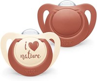 NUK for Nature 婴儿奶嘴 | 由可持续硅胶制成 | 符合口腔颚部形状 | 不含 BPA | 6-18个月 | 赤陶色 | 2件