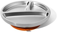Avanchy 幼儿不锈钢硅胶吸盘板 - 吸盘碗 - 硅胶吸力 - 9 个月及以上 - 21.59 厘米 x 6.35 厘米(橙色)