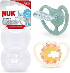 NUK Space 婴儿奶嘴 | 6-18 个月 | 适用于敏感皮肤的额外通风 | 不含双酚 A 的硅胶| 斑马 | 2 只装