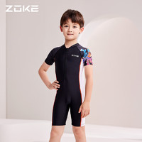 ZOKE 洲克 儿童泳衣男童训练游泳衣连体121503548黑白去浪花