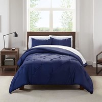Serta 舒达 Simply Clean 完整 5 件套打褶床,四季带沙丽床单,单人床/单人床 XL,中世纪蓝