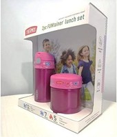 THERMOS 膳魔师 FUNtainer 儿童午餐套装奶瓶和食物罐，不含 BPA 可用洗碗机清洗，2 件 粉红色 2 PC Set