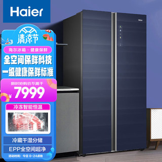Haier 海尔 602L全空间保鲜彩晶变频一级双杀菌母婴空间对开门冰箱BCD-602WGHSS10B1U1