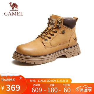 CAMEL 骆驼 男士工装大黄靴子户外马丁靴高帮鞋 G13W076046F 驼色/咖色 42