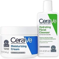 CeraVe 适乐肤 保湿霜和保湿洗面奶组合，12盎司(约340克)面霜+3盎司(约87毫升)旅行装洁面乳