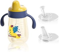 potato 小土豆 加重吸管杯适用于幼儿防溢,PPSU 带手柄男孩鸭嘴杯,12 个月婴儿水瓶,带 2 种喷嘴,10 盎司黄色