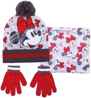 Disney 迪士尼 米妮老鼠摇头帽 + Snood 围巾 + 女孩手套 3 件套儿童冬季套装