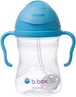 b.box 儿童吸管杯带加重吸管,易握水瓶手柄,婴儿简易翻盖杯盖,防漏加重硅胶吸管,240毫升(蓝莓)