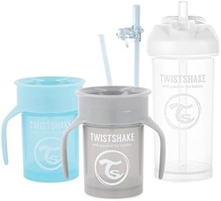 TWISTSHAKE 饮料教练饮水杯套装,6 件 - 2 x 360 杯,1 x 吸管杯,2 x 吸管,1 x 密封,6 个月以上,男孩