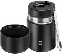 ZWILLING 双立人 食物容器，一体式碗，双层保温，包括勺子，700 毫升，高度：17 厘米，黑色