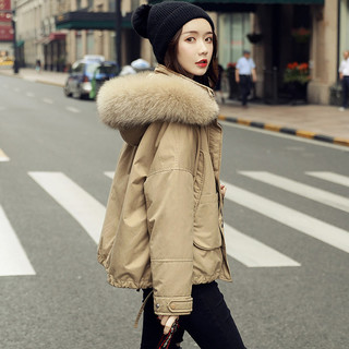 南极人（NanJiren）羽绒服女短款冬季小个子韩版时尚百搭面包服显瘦连帽外套女士 绿色 M