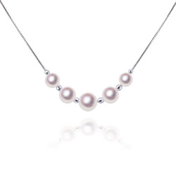 Akoya 珍珠设计项链宇和岛珍珠项链饰品配饰SV 7.0~8.5mm 5珠项链