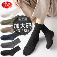 浪莎加肥加大松口男士袜子男纯棉春夏抽条男士宽松大码条纹商务男袜