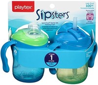 Playtex Baby Sipsters * 1 阶段,吸管和软喷嘴,训练入门套件 - 2 件装 - 蓝色和*