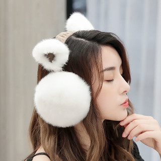 SOMUBAY 耳罩冬天冬季保暖耳套耳包女生护耳朵耳捂子防冻可爱儿童韩版耳帽 白色