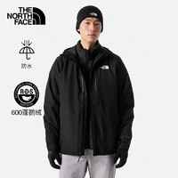 北面（The North Face）冲锋衣男三合一秋冬保暖连帽夹克外套 KX7/黑色 XXL/185