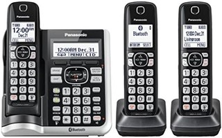 Panasonic 松下 Link2Cell 蓝牙无绳电话带语音协助和应答机 3 个手机套 银色