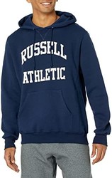 RUSSELL ATHLETIC Dri-Power 男式套头连帽衫，海军蓝拱形标志