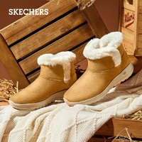 Skechers斯凯奇女反毛皮雪地靴加绒保暖鞋休闲短筒女靴 栗色 35码