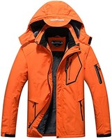 SUOKENI 男式防水滑雪夹克保暖冬季雪外套连帽雨衣