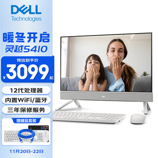 DELL 戴尔 灵越5400一体机电脑23.8英寸微边框商务办公家用网课学习5410台式电脑 银白 5400/5410 8G内存 512G固态 无线键鼠版定制