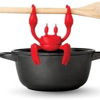 Ototo Red the Crab 硅胶餐具架 - 用于炉顶的硅胶勺架 - 不含 BPA、耐热的厨房和烧烤用具架