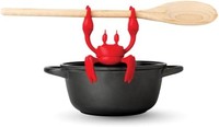 Ototo Red the Crab 硅胶餐具架 - 用于炉顶的硅胶勺架 - 不含 BPA、耐热的厨房和烧烤用具架