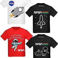 布鲁克林 垂直 4 件装幼儿 NASA 印花外太空火箭船短袖 T 恤 | 柔软棉质尺码 2T-4T