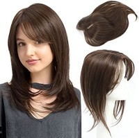 JIA 14 英寸(约 35.6 厘米)女士发顶,适用于稀疏*,棕色接发夹,流苏 5.5 x 6 英寸(约 14.0 x 15.2 厘米)发片