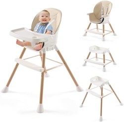 婴幼儿高脚椅,6合1高脚椅,可调节可转换婴儿婴儿喂食椅,带洗碗机*托盘(米色)