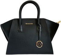 MICHAEL KORS 迈克·科尔斯 迈克高仕 Avril 大号顶部拉链休闲挎包斜挎包黑色皮革