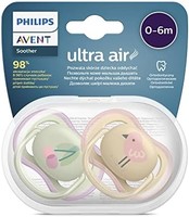 PHILIPS 飞利浦 Avent Ultra Air 安抚奶嘴,0-6个月,矫正器,不含 BPA,型号 SCF085/13 主题:鸟和樱桃