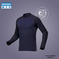 DECATHLON 迪卡侬 户外美利奴羊毛速干T恤男运动服滑雪登山长袖内衣ODSF1 藏青色(66%)棉羊毛 M