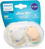 PHILIPS 飞利浦 Avent Ultra Air 安抚奶嘴,0-6个月,矫正器,不含BPA,型号 SCF085/15,*/棕色/灰色/黄色