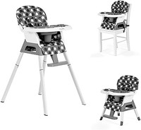 Dream On Me Curio Sit N Seek 3 合 1 婴儿高脚椅,灰色,可拆卸和可调节托盘,便携式高脚椅