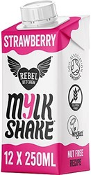 Rebel Kitchen - 草莓牛奶奶昔 - *牛奶饮料 - 12 x 250毫升 - 碳中性 - 植物性奶昔饮料 - 素食认证