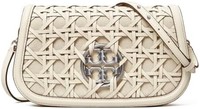 TORY BURCH 女式 Miller 篮式编织皮革可转换手拿包,全新象牙色/拉丝镍, 全新象牙色