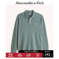 Abercrombie & Fitch 男装 美式复古商务经典刺绣logo长袖Polo衫 322938-1 绿色 M (180/100A)